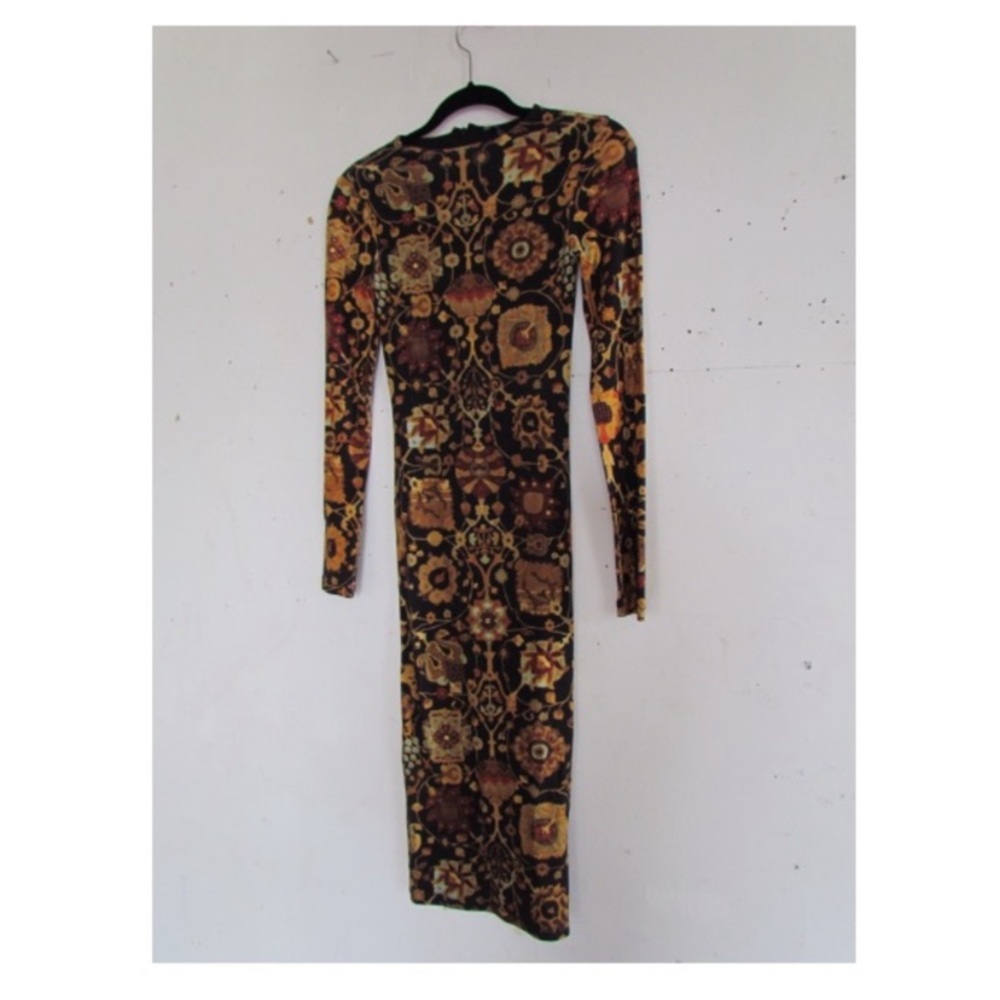 Ronny Kobo Collection Black and Brown Bodycon Midi Dress